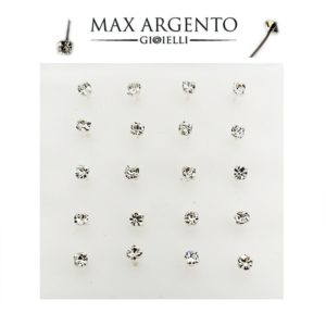 Piercing Da Naso In Argento 925 ‰ - 4 Griffe Misure : 1.5 - 2 - 2.5 mm Tondo Clear