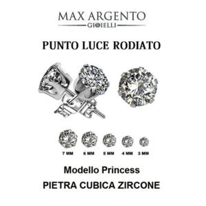 Orecchini Punto Luce Princess Argento 925‰ Misure : Da 3 a 7 mm