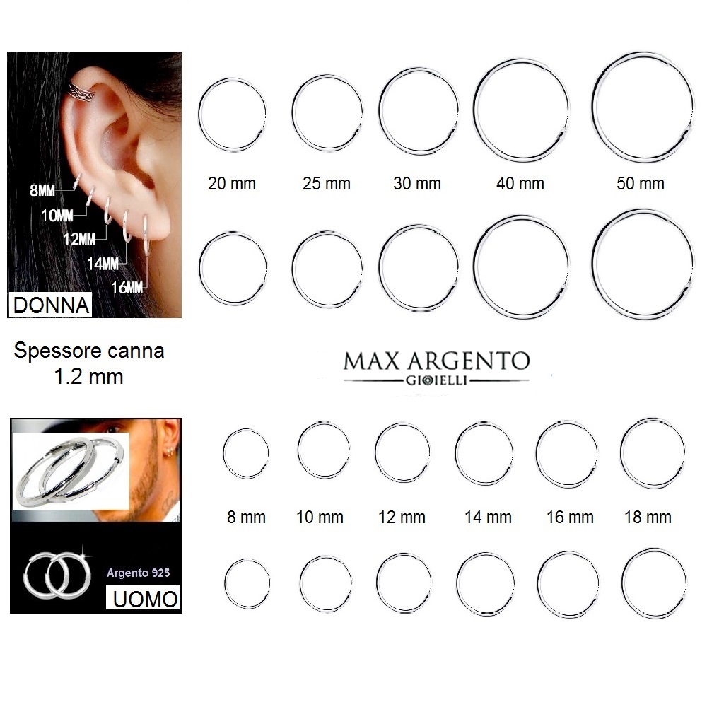 Cerchio Liscio In Argento 925 ‰ Spessore Canna 1.2 mm - immagine 2