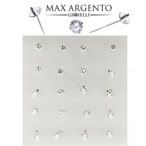 Piercing Da Naso In Argento 925 ‰ Zircone 4 Graffette Mis° da : 1.5 - 2 - 2.5 - 3 - 2x2 mm
