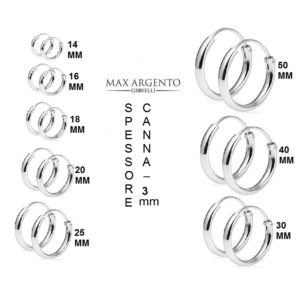 Cerchio Liscio In Argento 925 ‰ Spessore Canna 3 mm