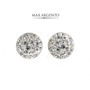 Orecchino Forma Mezza Sfera Con Strass Argento 925‰ 8 mm