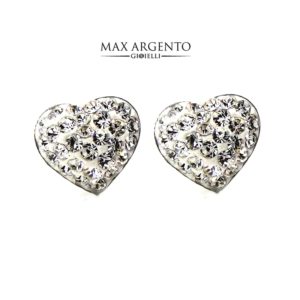 Orecchino Forma Cuore Con Strass Argento 925‰ Mis. 8.5 x 9