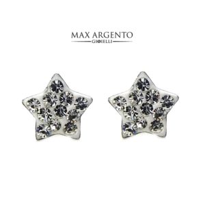 Orecchino Forma Stella Con Strass Argento 925‰ Mis. 7 x 7.5 mm
