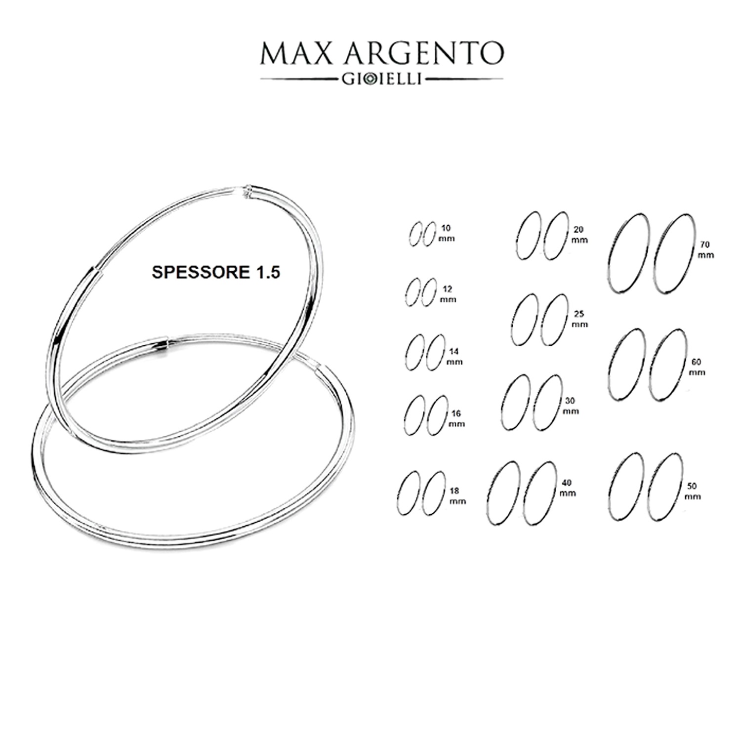 Cerchio Liscio In Argento 925 ‰ Spessore Canna 1.5 mm)