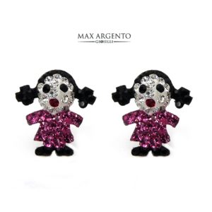 Orecchino Forma Bimba Con Strass Argento 925‰