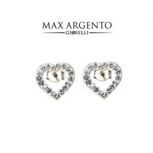 Orecchino Cuore Traforato Strass Argento 925‰ Mis. 10 x 10.5 mm