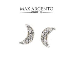 Orecchino Mezza Luna Con Strass Argento 925‰ Mis. 11 x 6 mm