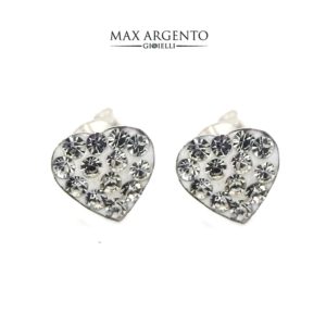 Orecchino Forma Cuore Con Strass Argento 925‰