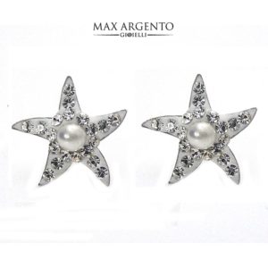 Orecchino Forma Stella Marina Con Strass Argento 925‰ Mis. 11x11