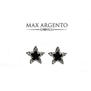 Orecchino Forma Stella Con Strass Argento 925‰ Mis. 9.5 x 9.5 mm
