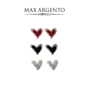 Orecchino Forma Cuore Con Strass Argento 925‰ Mis. 11 x 12.5