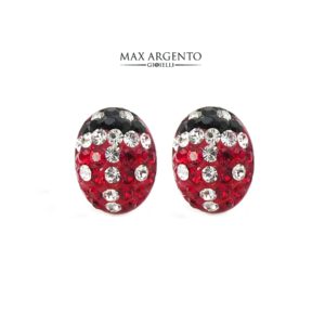 Orecchino Forma Coccinella Con Strass Argento 925‰ Mis. 8.8 x 6.8 mm