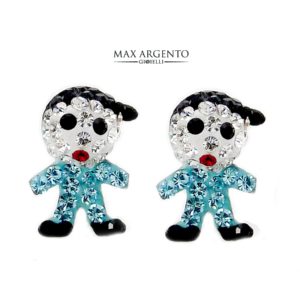 Orecchino Forma Bimbo Con Strass Argento 925‰